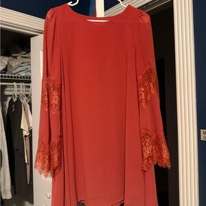 re:named Burnt Orange Round Neck Shift Dress